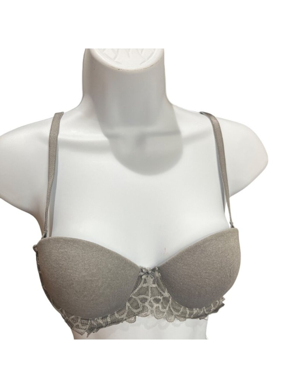 So Intimates 34A Gray Lace Push Up Underwire Bra Adjustable Straps 39q